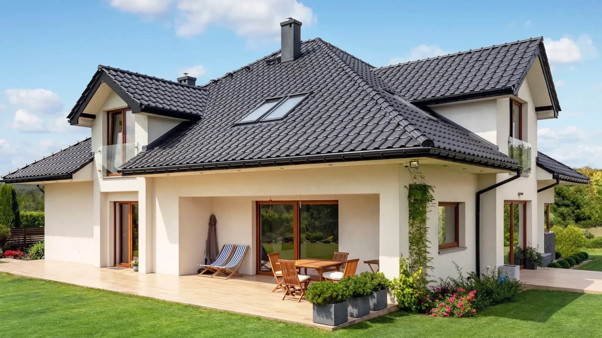 Dach pokryty dachówką ceramiczną Braas, mapa stref z numerowanymi działami katalogu MDM