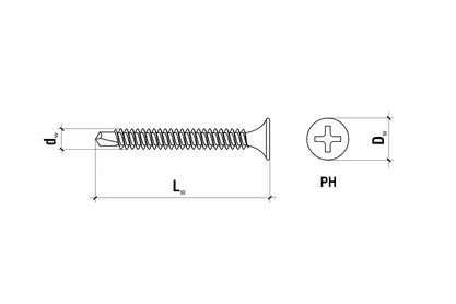 WKRĘT-MET Wkręty samowiercące do płyt kartonowo-gipsowych do metalu 3,5 x 35 (100szt), miniatura 2