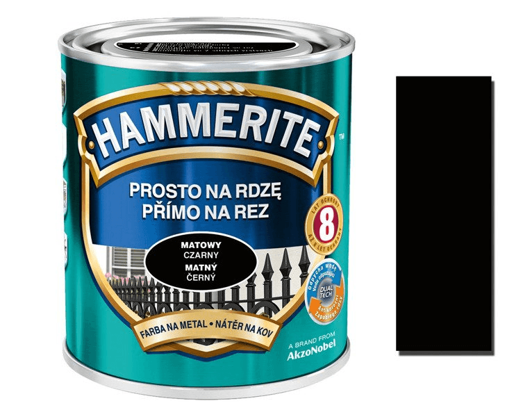 HAMMERITE Farba do metalu matowa prosto na rdzę 0,25l, czarny