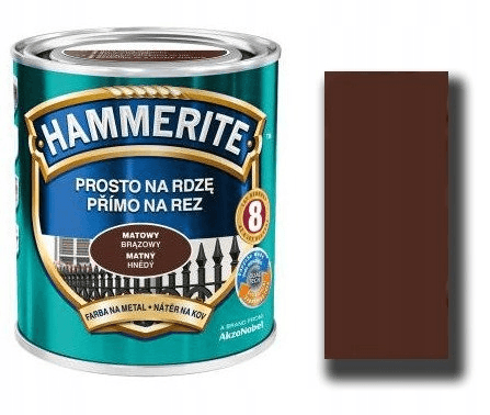 HAMMERITE Farba do metalu matowa prosto na rdzę 0,25l, brąz