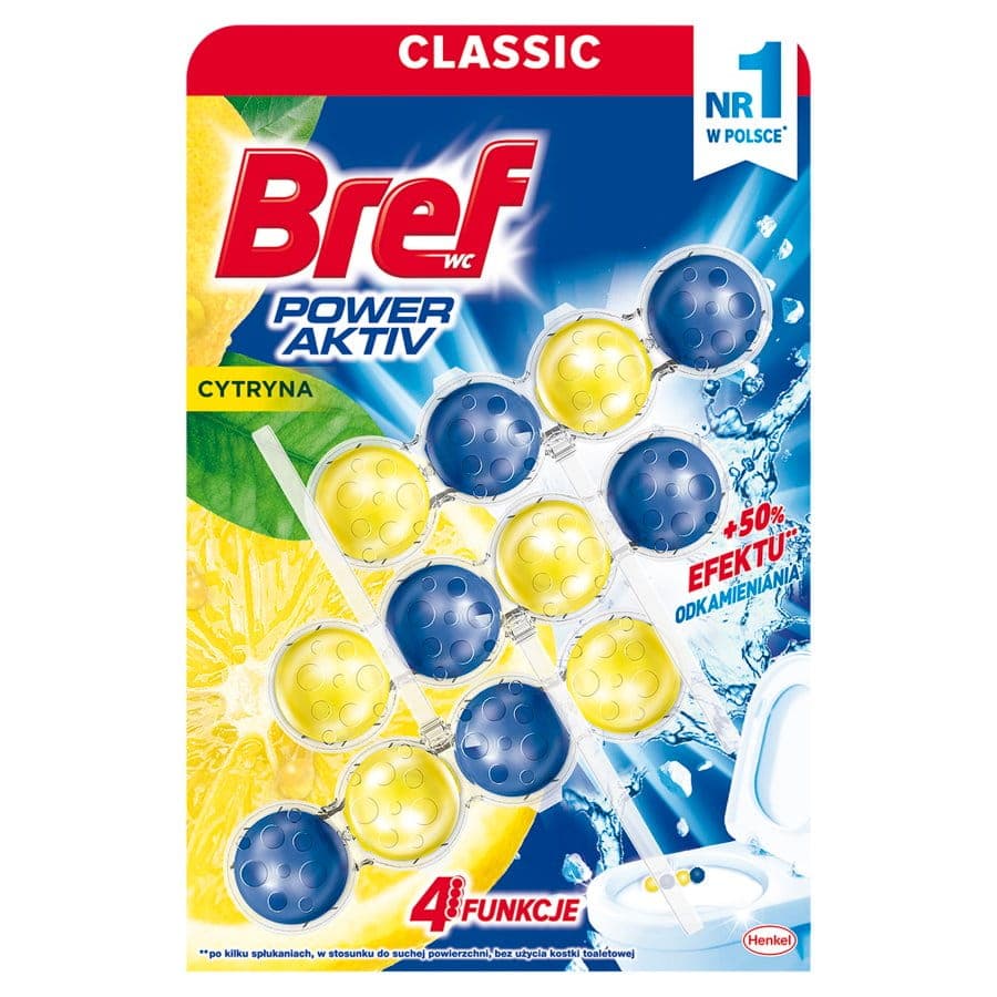 BREF POWER ACTIV Kostka do WC LEMON 3x50g