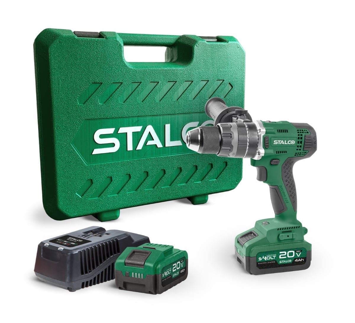 STALCO Wkrętarko-wiertarka udarowa Z AKU 2x4Ah IDS20-75BL
