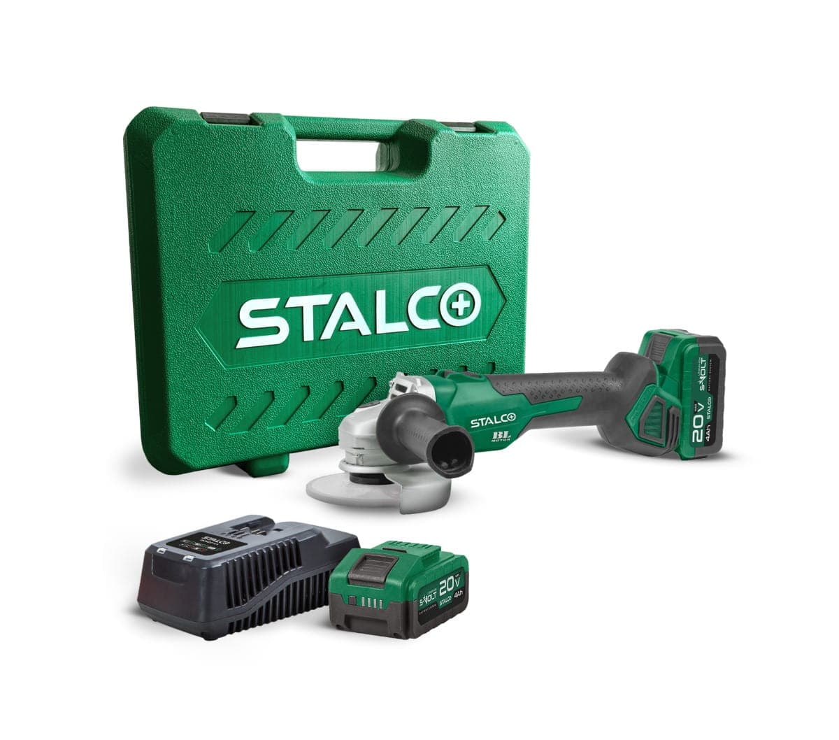 STALCO Zestaw szlifierka kątowa AGS20-125BL AKU 2x 4Ah