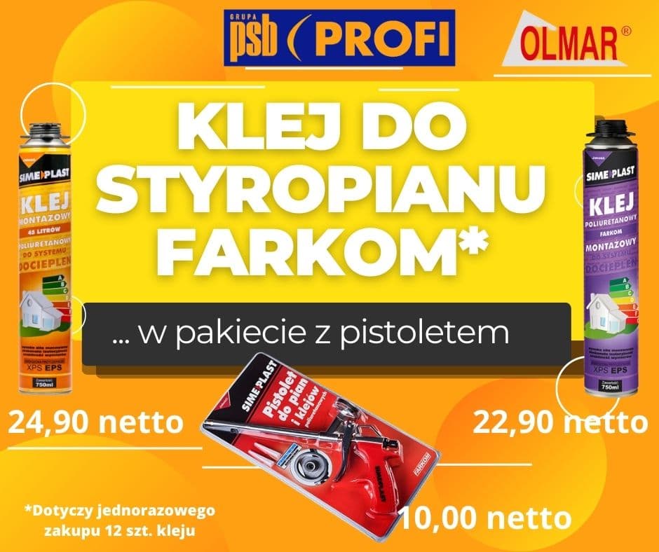 12 szt. fioletowego kleju Farkom + pistoler