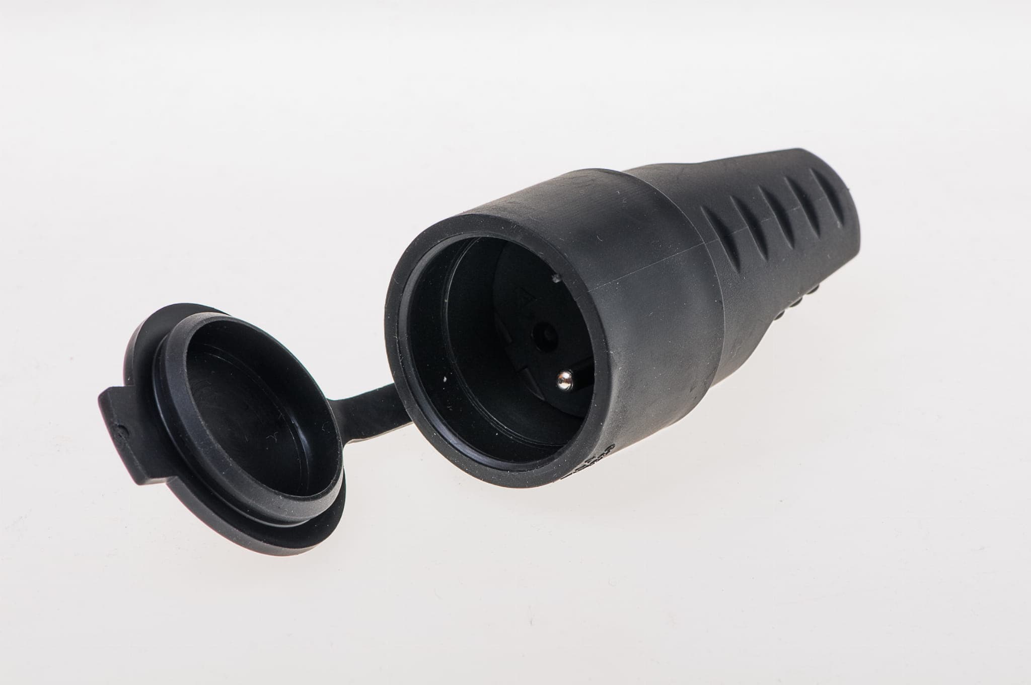 POLMARK Gniazdo gumowe IP44 z klapką z uziemieniem 16A, Czarny, miniatura 2