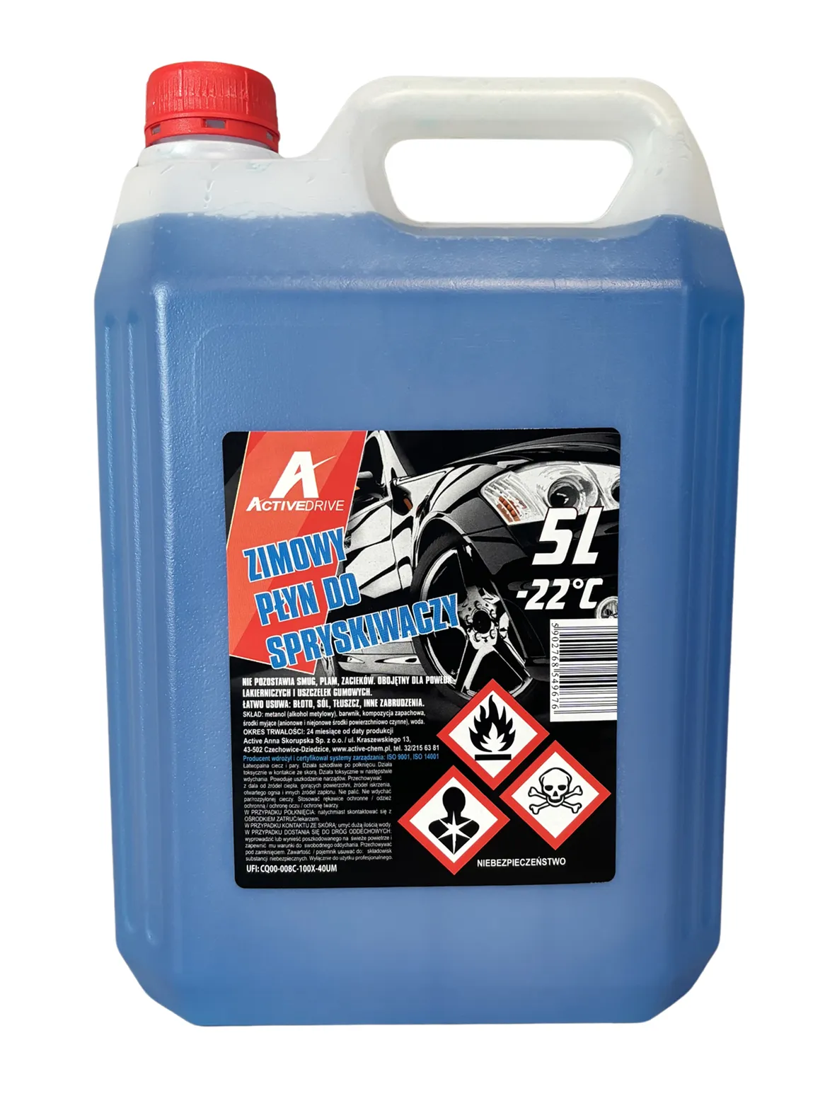 Zimowy Płyn do Spryskiwaczy ActiveDRIVE 5L z Metanolem  -22°C Dla Firm