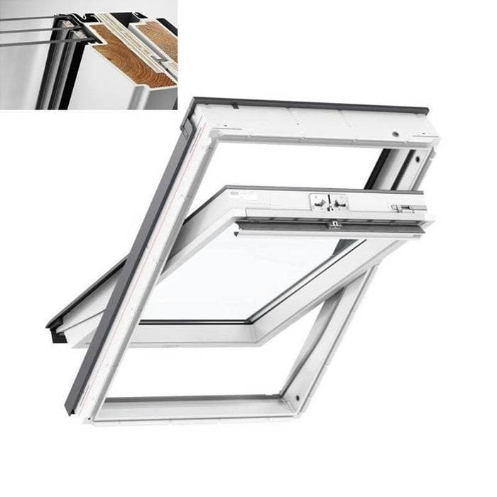 VELUX Okno drewniano-poliuretanowe 3-szybowe GLU 0061 (MK08 78x140), Biały, miniatura 2