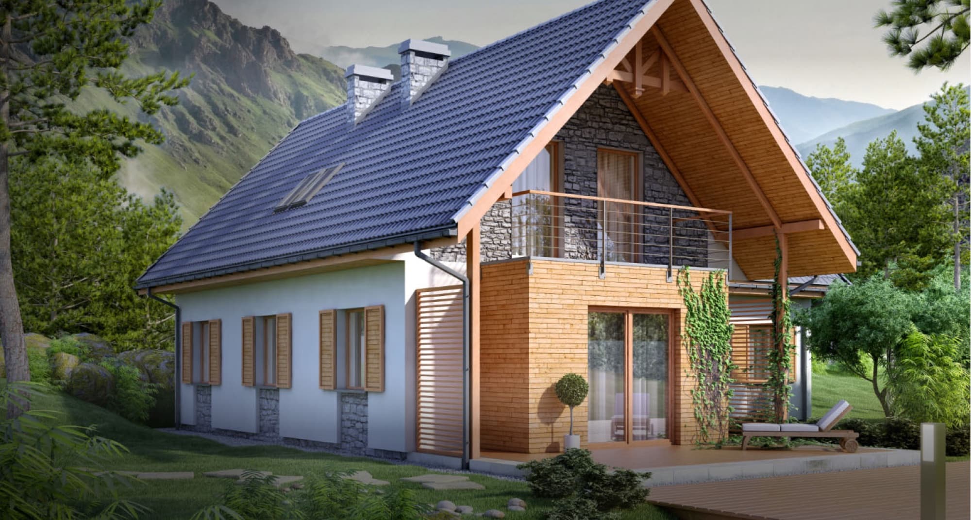 Dom z dachem wykończonym systemem rynnowym GALECO PVC2