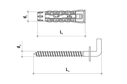 WKRĘT-MET Kołki uniwersalne z hakiem prostym 6,0 x 30 (50szt)