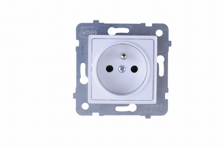 POLMARK ROSA Gniazdo wtyczkowe pojedyncze z uziemieniem bez ramki, Biały