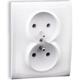 POLMARK VEGA Gniazdo podwójne z uziemieniem GP-2VZ, Biały