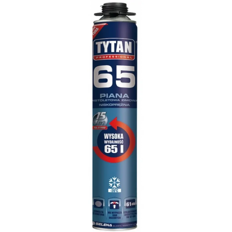 TYTAN PROFESSIONAL 65 Zimowa (-20) Piana Pistoletowa 750 ml  rękawiczki