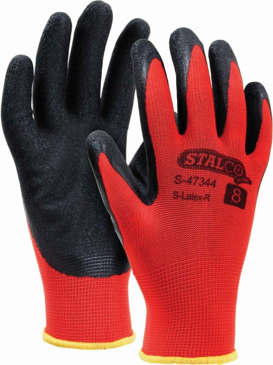 STALCO Rękawice poliestrowe "S-Latex R", Czerwony (Rozmiar 8)