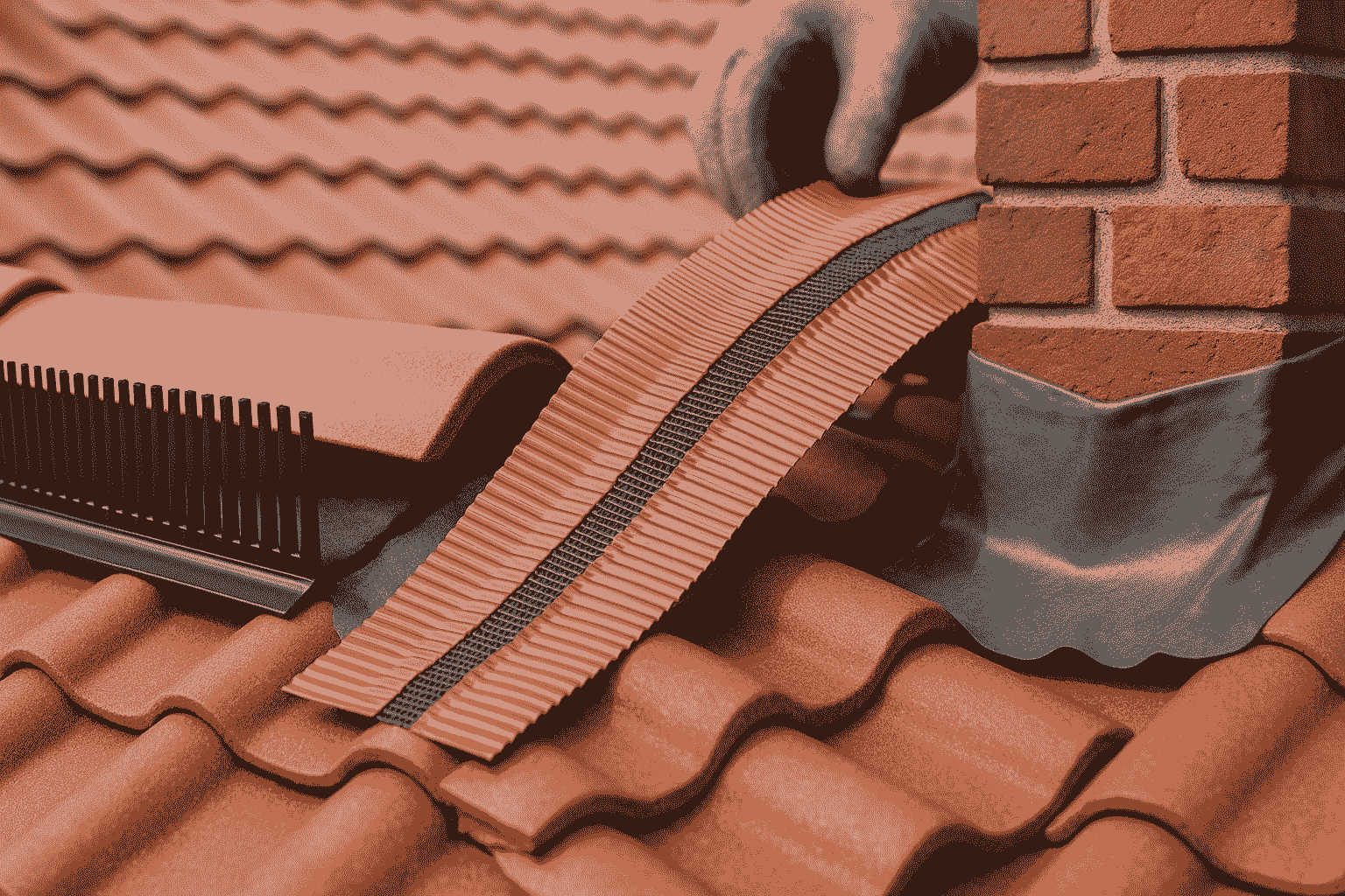 Akcesoria dachowe: grzebień okapu, Wakaflex, taśma kalenicowa